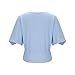 Womens Dressy Casual Crew Neck Blouses Loose Fashion Short Batwing Sleeve Tops Summer Smocked Elastic Waist Shirts Light Blue