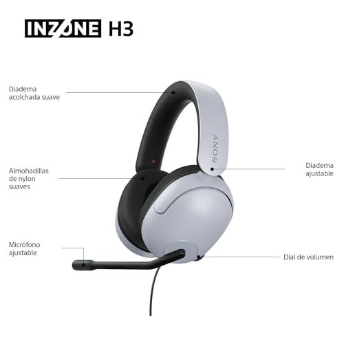 Sony INZONE H3 - Auriculares para gaming, sonido espacial 360 para gaming, micrófono boom, para PC/PlayStation5, color blanco - imagen 6