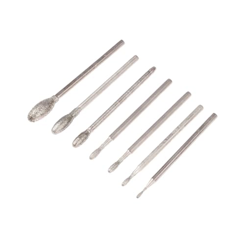 GUOASS 7個/セットアクセサリーオーバルダイヤモンド研削ヘッドバービット2.35mmシャンク翡翠石彫刻研磨彫刻ドレッサー