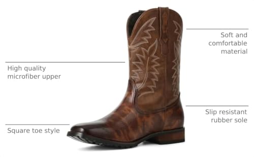 Image of SaraIris Mens Brown Cowboy Western Working Round Toe Pull On Cowgirl Boots