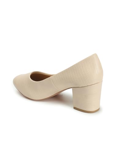 Image of Carlton London Women's Textured Round Toe Block Heel Pumps