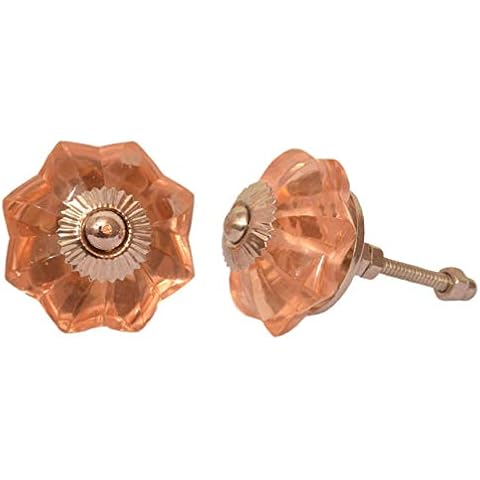YourKart Interior Door Knobs Glass and Metal, Set of 2 (Orange) Cover
