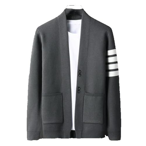 Solid Color Cardigan Men Sweaters Fall Stripes Sweater Sueter