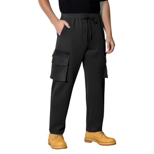 Stretch Cargo Pants Men Lightweight Quick Dry Hiking Work Pants Relaxed Fit Elastic Waist Joggers with Zipper Pockets3