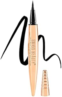 Swiss Beauty Ultra Black Liquid Pen Eyeliner Shimmery Finish Waterproof And Smudge Proof Eye Makeup, 0.8Ml