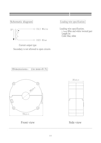 Transformador de corriente SCT018R para medir consumo sin cortar cables 50A 3