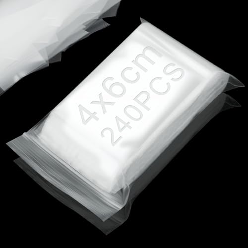Nasxkji 240 Stück Zip Beutel 4x6 cm Druckverschlussbeutel Klein Transparent Kleine Plastiktüten Plastikbeutel Verschließbar für Ringe Schmuck Süßigkeiten Schrauben Toilettenartikel Büroklammern