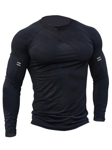 Men's Sun Protection Shirts Long Sleeve Swim Shirt Soft Stretch Sports T-Shirt Dry Fit Athletic Running Workout Shirts