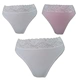 Dim 3er-Pack Unterhose aus Baumwolle mit Spitze, Weiß 36