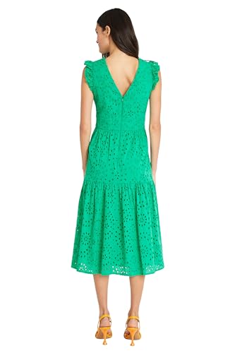 Image of Maggy London Women's Maggy London Women's Dresses Sleeveless V-Neck with Ruffle Shoulder Detail and Tiered Skirt