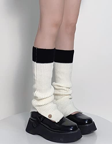 Image of WODECASA Girls Kawaii Leg Warmers Knitted Flared Leg Sleeves Goth Crochet Baggy Cuff Ankle Heap Socks