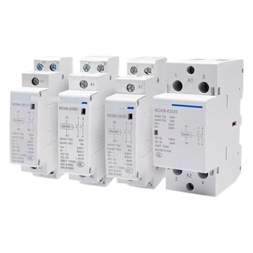 Contactor modular AC de 20A para carril DIN con 4 polos normalmente abiertos y 220V 6