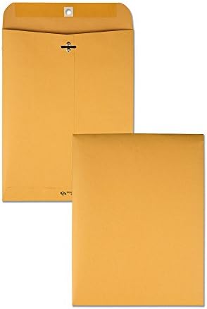 Quality Park 8-3/4 x 11-1/2 Clasp Envelopes, Clasp and Gummed Closures for Storing or Mailing, Extra Heavy-Duty 32 lb Kraft Paper, 100 per Box (QUA37787), Light Brown