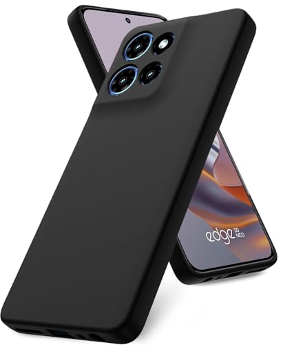 Image of DIZORO Microfiber Candy Case for Motorola Moto Edge 50 Neo 5G Smooth Touch Cushion Liquid Soft Silicone Gel Rubber Phone Cases Non-Slip Full Body Protective Back Cover - Black
