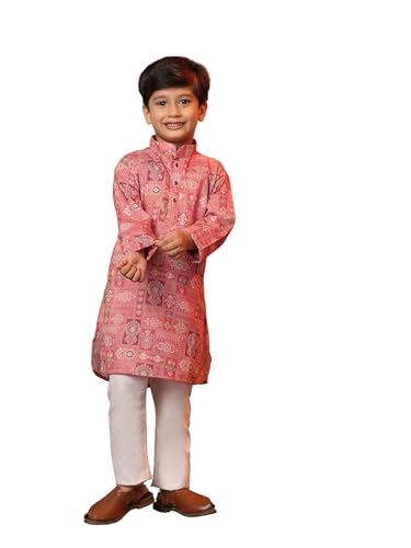 Image of Pro-Ethic Style Developer Boys Heavy Cotton Printed Kurta and Pajama Set for Kid's Ethnic Wear (S-280)
