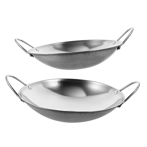 Wok de acero inoxidable con doble asa, juego de 2 unidades miniatura 1