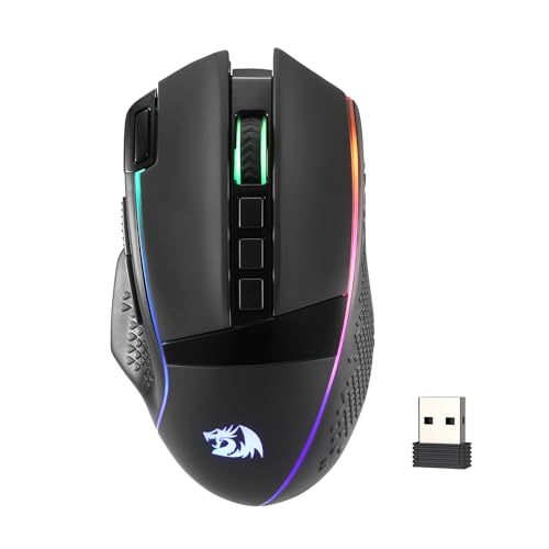 Redragon M991 Wireless Gaming Mouse, 19000 DPI Wired/Wireless Gamer Mouse w/ Rapid Fire Key, 9 Macro Buttons, 45-Hour Durable Power Capacity and RGB Backlight for PC/Mac/Laptop