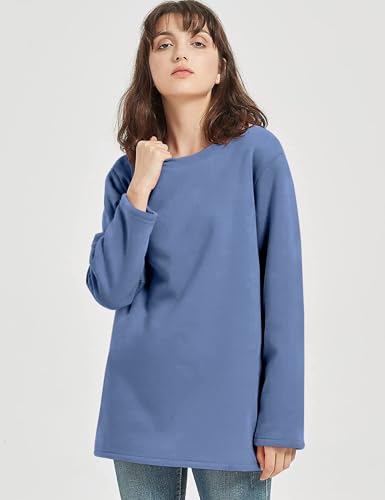 Image of Flygo Women's Winter Warm Sherpa Lined Fleece Crewneck Sweatshirt Pullover Loungewear Tunic Tops