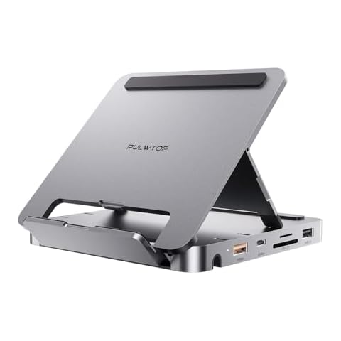 USB C Hub for iPad Pro, PULWTOP Docking Station for iPad, 4K@60Hz HDMI, 100W PD Aluminum Hub with SSD Enclosure, Stand Dock for iPad, iPad Hub for iPad Pro/iPad Mini 6th Gen,not support lightning port Cover
