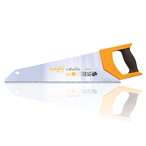 Augusta-Heckenrose Handsäge 450 mm I Mehrzweck Fuchsschwanz Säge aus Bandstahl C75 I Säge mit 2-Komponenten Softgriff für Spanplatten & dünnes PVC