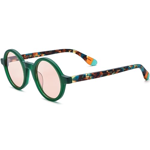 Image of HEPIDEM Matte Acetate Vintage Retro Round Polarized Sunglasses for Women 9270T