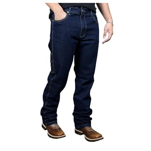 Calca Jeans Country Carpinteira Masculina Barra Larga Texana Americana Elastano Pura Raça (BR, Numérico, 36, Regular, Regular, Azul Escuro)