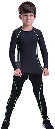 CRAZY GOTEND Kids’ Girls Compression Base Layer Leggings Set Long Sleeve Underwear Shirts Athletic Suits 2PCS 4-13 Years