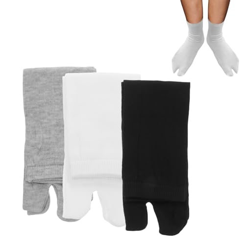 WRITWAA 3Pack Tabi Socks for Women Men Elastic Cotton Split Toe Socks Toes Separated Socks Tabi Sandal Socks Unisex Toe Sock