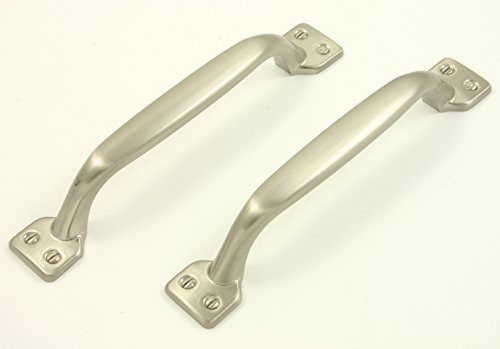 Image of 2 x Brushed Nickel Shaker Style D Handle. Kitchen or Cupboard Handles