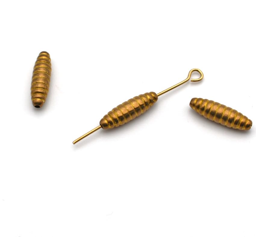 KTGCOZSPack of 50 Brass Lure Bodies Fishing Inline Spinner Making Part Bait Rooster Tail DIY 4.5mm*15mm T11