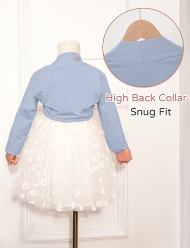 Kid Girls Modal Ballet Dance Cropped Top Pure Color Long Sleeves Bolero Shrug Cardigan Lightweight Cropped Cardigan Soft Dance Shrug Shirt Blue 9-10 Years2