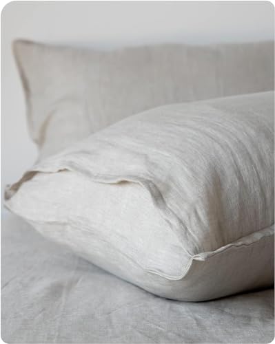 Image of XZ XIFA 100% Washed French Flax Linen Envelope Pillowcases, Pack of 2, Breathable & Durable Farmhouse Bedding (Linen, Standard 20 inchx26 inch)