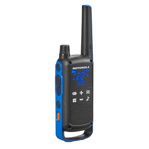Image of Motorola Solutions, Portable FRS, T802, Talkabout, Two-Way Radios, Emergency Preparedness, Rechargable, 22 Channel, 35 Mile, Black W /Blue, 4 Pack