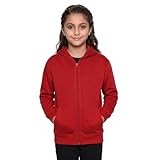 GW CLASSY OUTFIT Kids Girls Boys Zipper Hoodie Unisex Fleece Zipper Top Jacket PE School Sweat Hoodie Casual Fashion UK Size 4-13 Years (13-14 Years, Red)