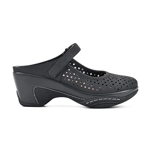 White Mountain Shoes Vinto Women's Clog, Black/Sueded/Smooth, 9 M #TOP1
