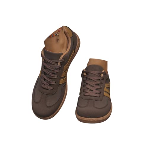 Minetom Sneakers Femmes Suède Épissage Baskets Mode Chaussures Décontractées Simples pour Marcher Courir Fitness D Marron 40 EU