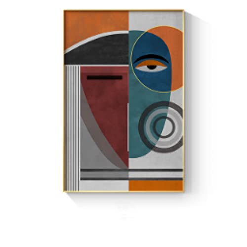 Abstrait géométrique visages moderne triptyque sans cadre pour mur vide - 3