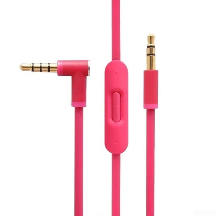 Câble audio avec micro pour casque Beats Solo 2 Solo 3 Studio 2 Studio 3 Pro avec connecteurs plaqués or de 3,5 mm (rose rouge)
