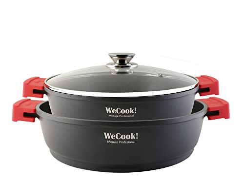 WECOOK! Ecostone Batería Cocina Inducción 4 Piezas, Aluminio Fundido 5mm, 2 Ollas,...