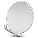 PremiumX DELUXE100 Satellitenschüssel 100cm SAT Schüssel aus Aluminium in Hellgrau Offset Satelliten-Antenne FullHD 4K UltraHD
