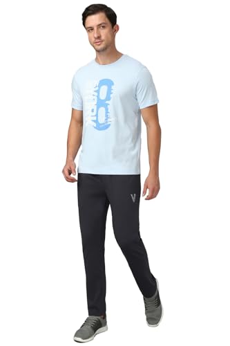 Image of Van Heusen Men's Track Pant | Side Zipper Pockets |Mid-Rise| Comfort Fit | Cotton Blend | Breathable & Casual | Easy Stain Release| Anti-Static Fabric | Activewear | Drawstrings | Style 50052