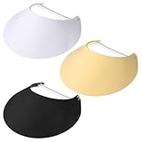 Vabean 3 Pcs Sun Visors for Women Solid String Sun Hat Fabric Foam Adjustable Soft Womens Golf Tennis Visor(Black, White, Khaki)