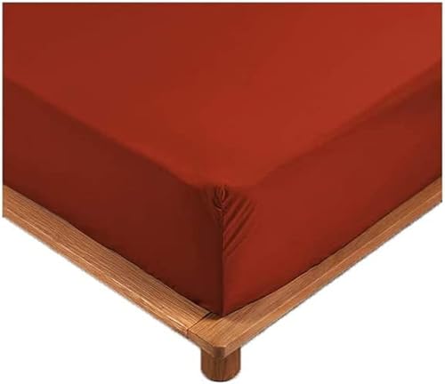 Promo Linge Sábana bajera ajustable de percal roja de 90 x 190 cm con funda de 30 cm