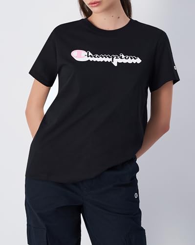 Champion Legacy Graphic Shop W (117654) -Crewneck Camiseta, Negro (KK001), XS para Mujer