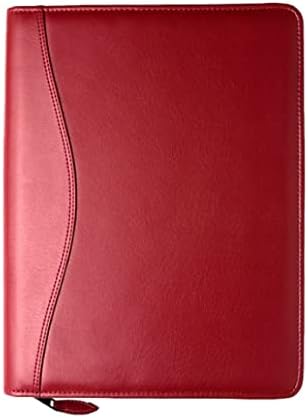Planner Pad 7 Ring Loose Leaf Personal Size Cover, Fits 6 3/4” x 8 1/2" Size Planner Pages, Red Faux Leather