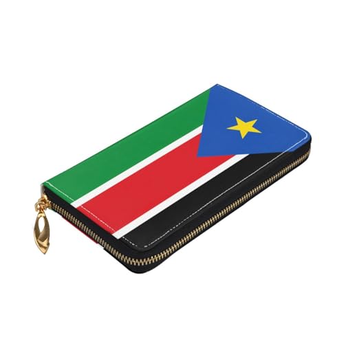 Flag of South Sudan Long leather wallet - with zipper - portable and waterproof, suitable for office, study and daily use3