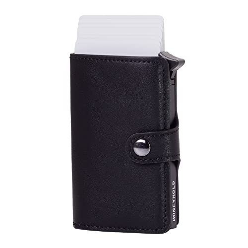 Moneyhold Porta Carte di Credito Portafoglio Uomo Slim - Porta Documenti, Porta Tessere, Piccolo e In Pelle (1 - Nero)