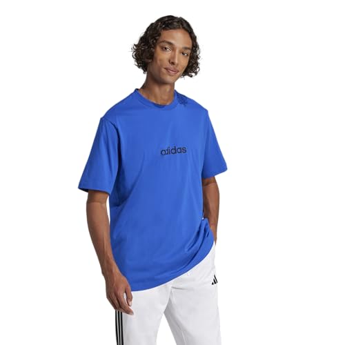 T-shirt adidas Essentials Linear en coton doux bleu team royal taille S - 5