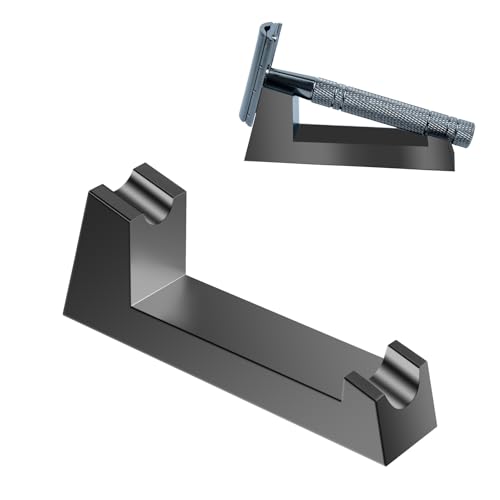 Aluminum Alloy Razor Stand Safety Aluminum Mens Shaving Stand Black for Bathroom Countertops Compatible with Henson AL13 AL13-M and Ti22 Anti-Rust and Durable