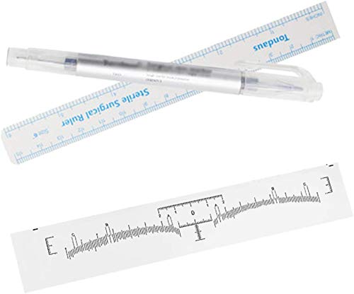 YouU 1 Set of Tattoo Markers Skin Marker Positioning Pen Permanent Makeup Body art Beauty Tool with a Sterile Surgical Ruler and 20 Pcs Eyebrow Ruler Disposable Adhesive Eyebrow Sticker
